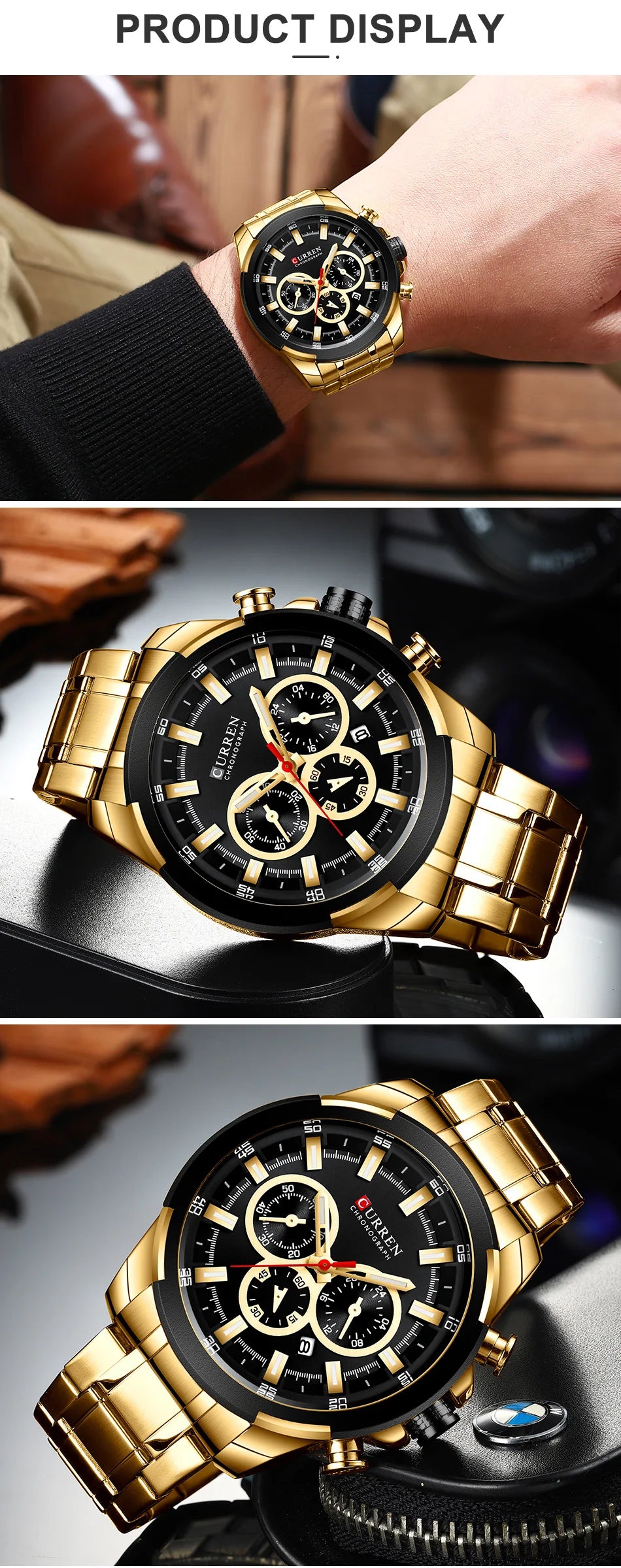CURREN Men’s Watches Top Brand Big Sport Watch Luxury Men Military