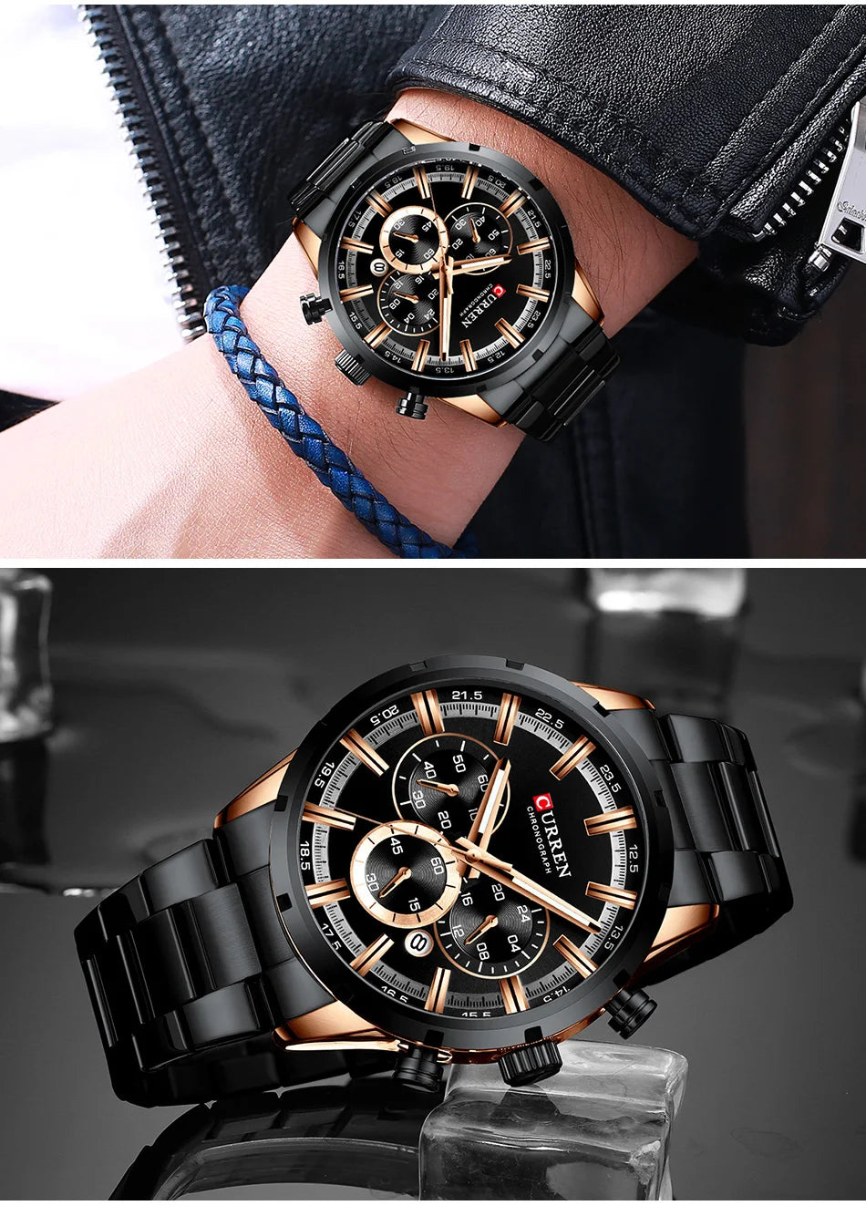 CURREN Men Watch Top Brand Luxury Sports Quartz Mens Watches Full Steel Waterproof