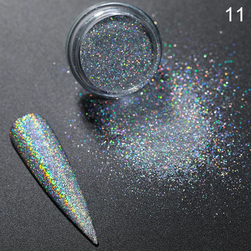 1Box Moonlight Mirror Nail Powder Silver Fine Glitter Metallic Effect Pigment UV Gel Polish Chrome Dust Aurora Nail Decorations