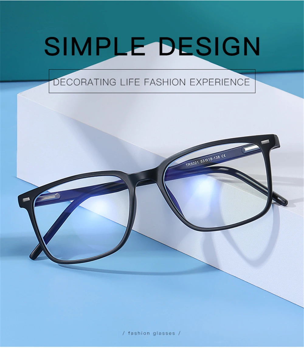 2025 Trending Blue Light Blocking Men's Glasses Gaming TR90 Matte Black Anti Ray Eyeglasses Computer Transparent Fashion Eyewear