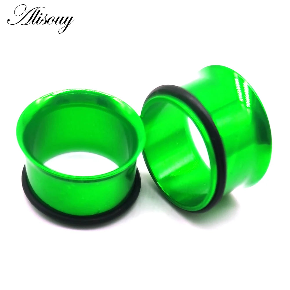 2PCS Surgical Steel Single Flare Flesh Hollow Tunnel Ear Plugs Expander Ear Stretchers Earring Gauges Body Piercing Jewelry