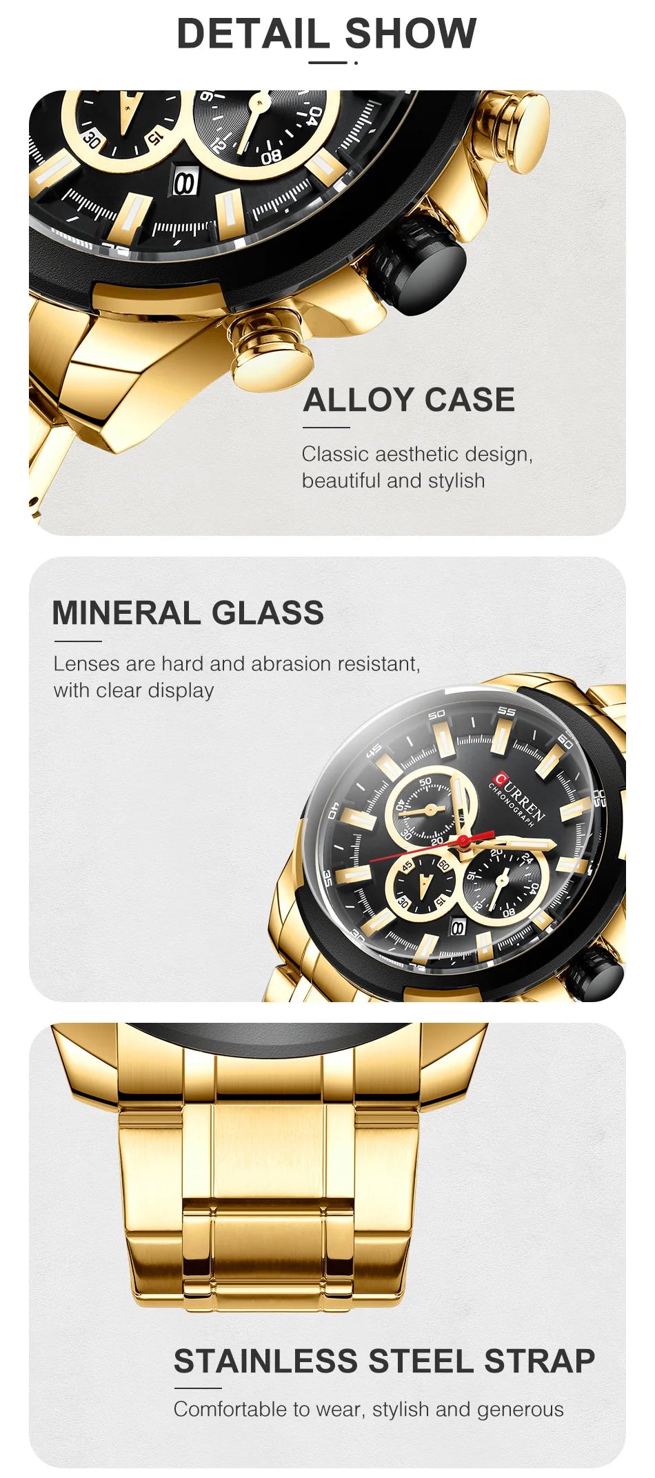 CURREN Men’s Watches Top Brand Big Sport Watch Luxury Men Military