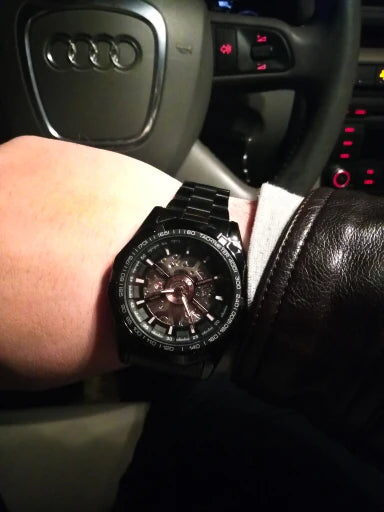 Forsining 2025 Stainless Steel Waterproof Mens Skeleton Watches