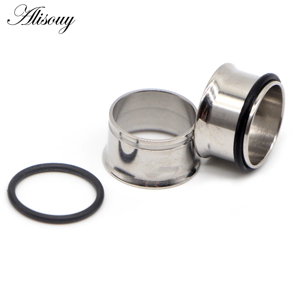 2PCS Surgical Steel Single Flare Flesh Hollow Tunnel Ear Plugs Expander Ear Stretchers Earring Gauges Body Piercing Jewelry
