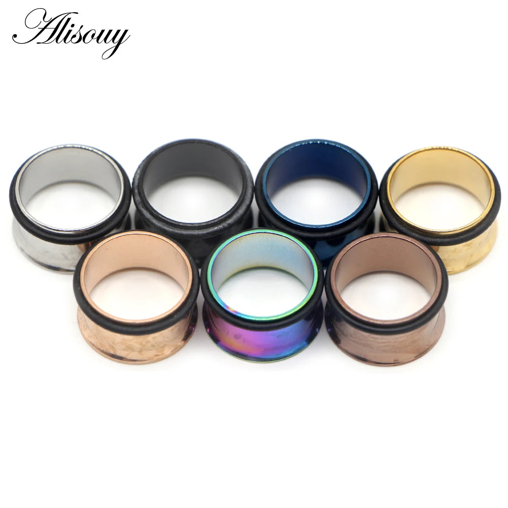 2PCS Surgical Steel Single Flare Flesh Hollow Tunnel Ear Plugs Expander Ear Stretchers Earring Gauges Body Piercing Jewelry