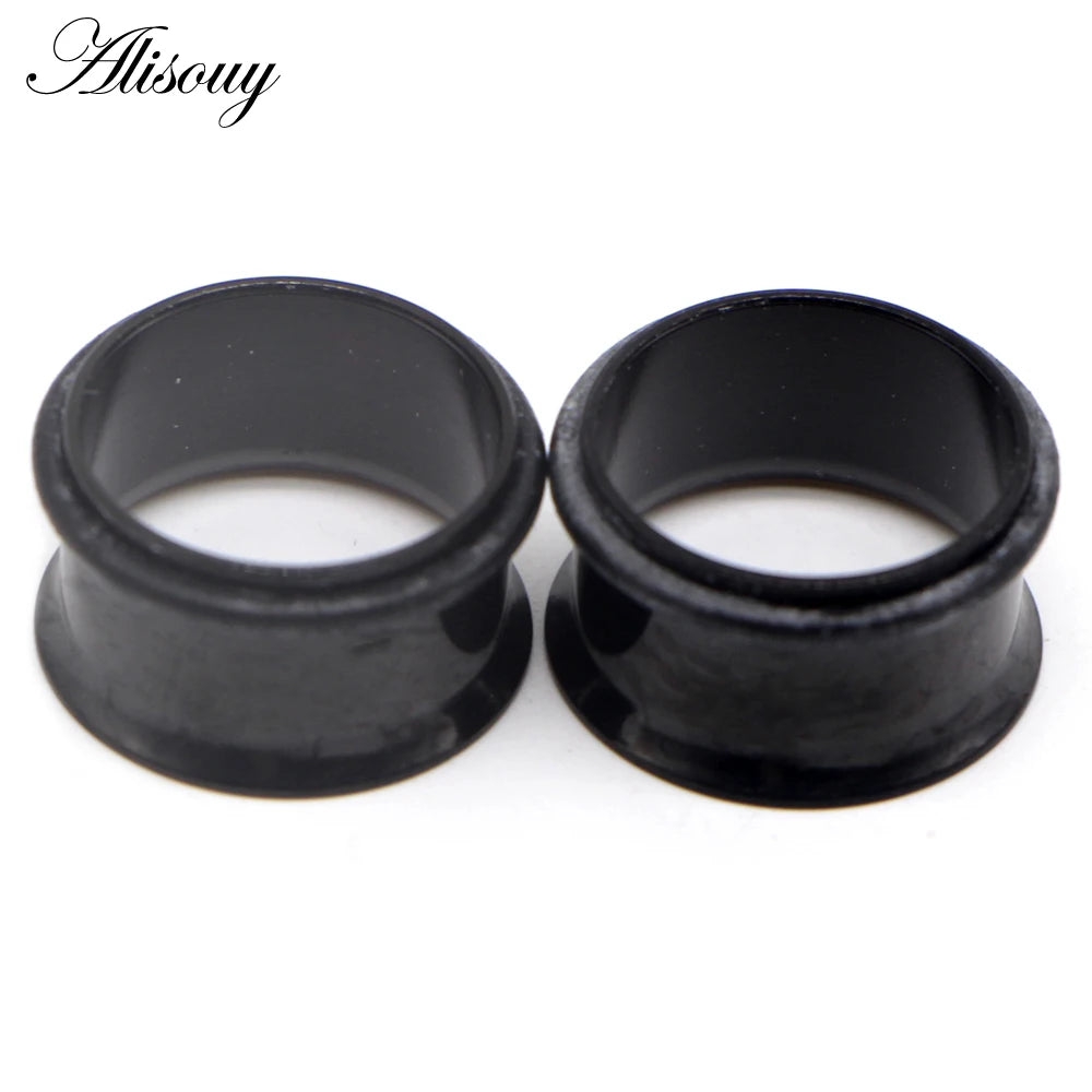 2PCS Surgical Steel Single Flare Flesh Hollow Tunnel Ear Plugs Expander Ear Stretchers Earring Gauges Body Piercing Jewelry