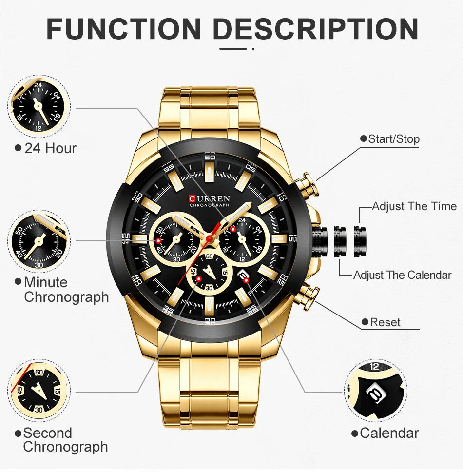 CURREN Men’s Watches Top Brand Big Sport Watch Luxury Men Military