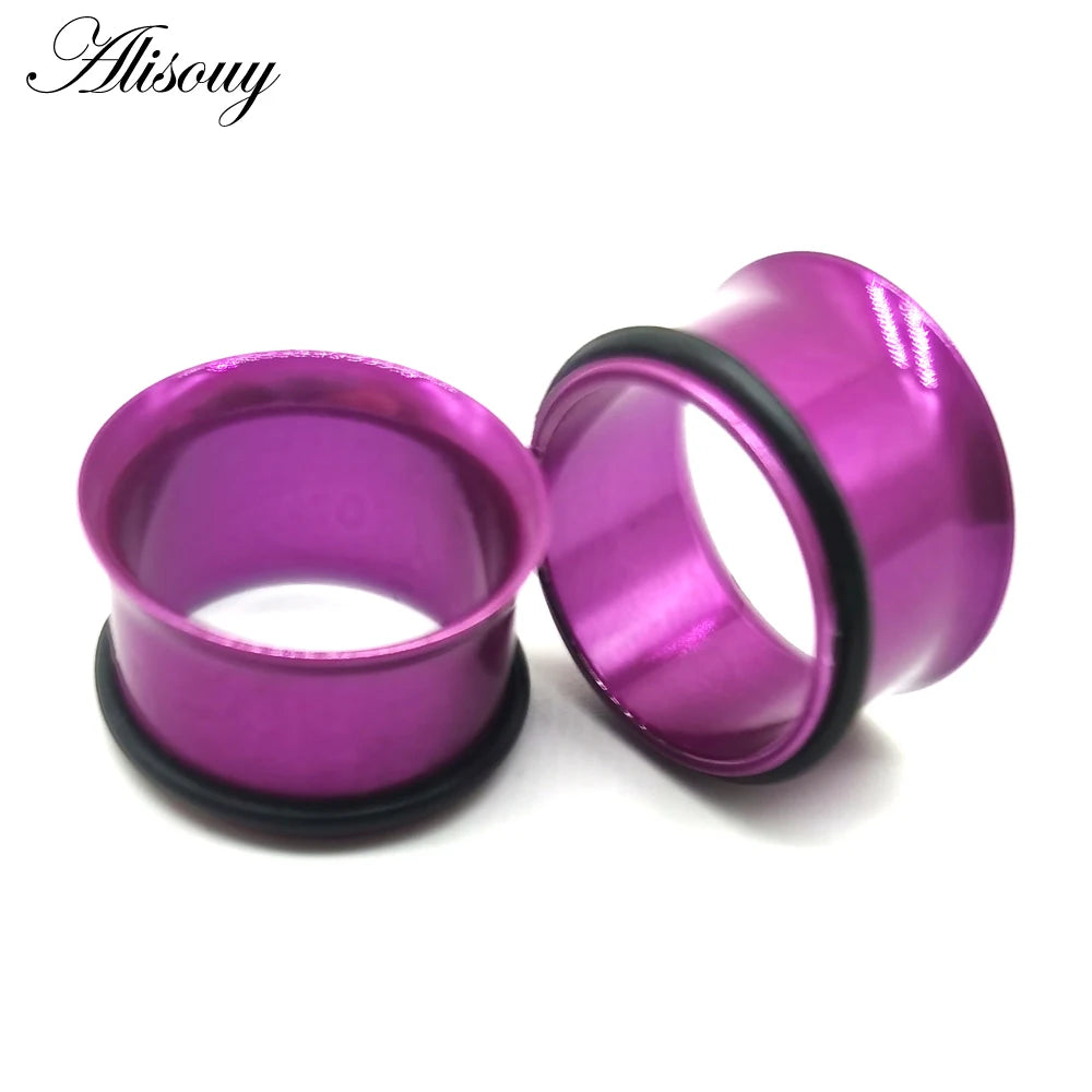 2PCS Surgical Steel Single Flare Flesh Hollow Tunnel Ear Plugs Expander Ear Stretchers Earring Gauges Body Piercing Jewelry