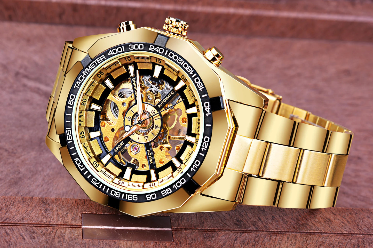 Forsining 2025 Stainless Steel Waterproof Mens Skeleton Watches