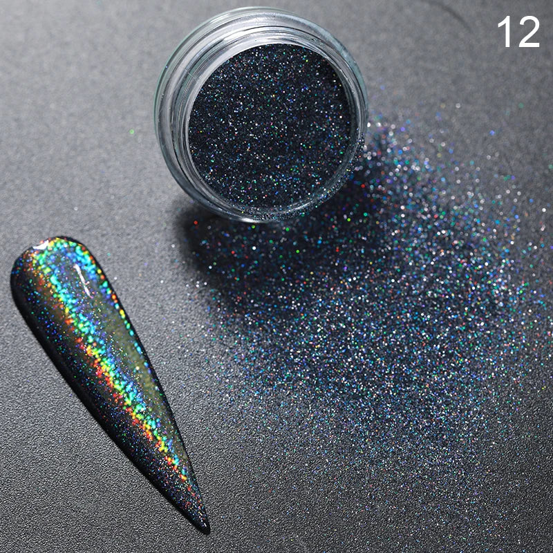 1Box Moonlight Mirror Nail Powder Silver Fine Glitter Metallic Effect Pigment UV Gel Polish Chrome Dust Aurora Nail Decorations