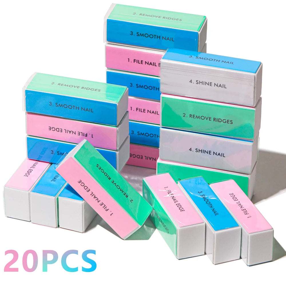 LINMANDA 1/20Pcs Nail Buffer Block Nail Files and Buffers Smooth Buff Shine Professional Nail Files for Home and Salon DIY Use