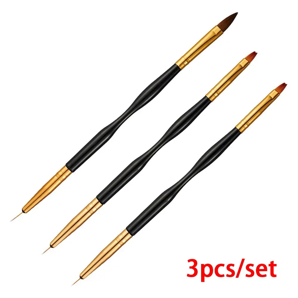 3Pcs Acrylic Nail Brush Set #8/10/14 Professional Acrylic Powder Extension Nail Brushes Nail Art 3D Carving Manicure Salon Tools