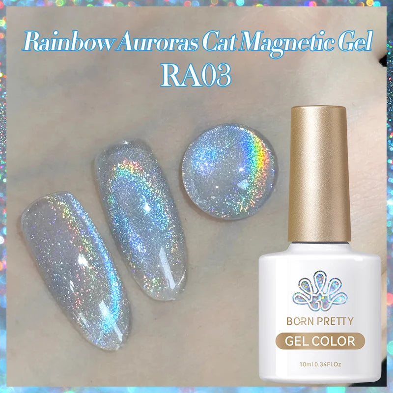 BORN PRETTY 10ml Super Shining Reflective Cat Magnetic Gel Ultra Shine Glitter Red Silver Soak Off UV LED Gel Nail Art Varnish