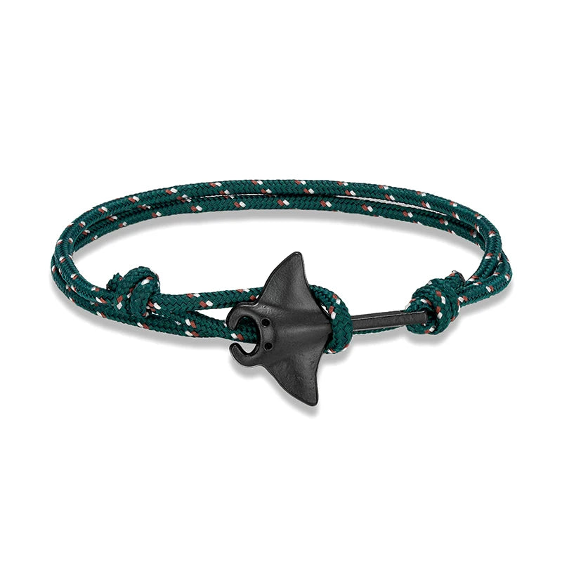 Ocean Animals Cute Manta Ray Bracelet Men Women Adjustable Paracord Rope Couple Bracelets Summer Beach Surfing Party Bangle Gift