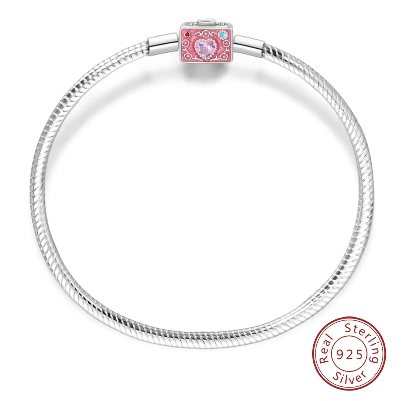 Bracelet Silver 925 Original 17-20CM Star Moon Sun Four Leaf Clover Green Zircon Bracelets Fit DIY Charms Birthday Jewelry Gifts