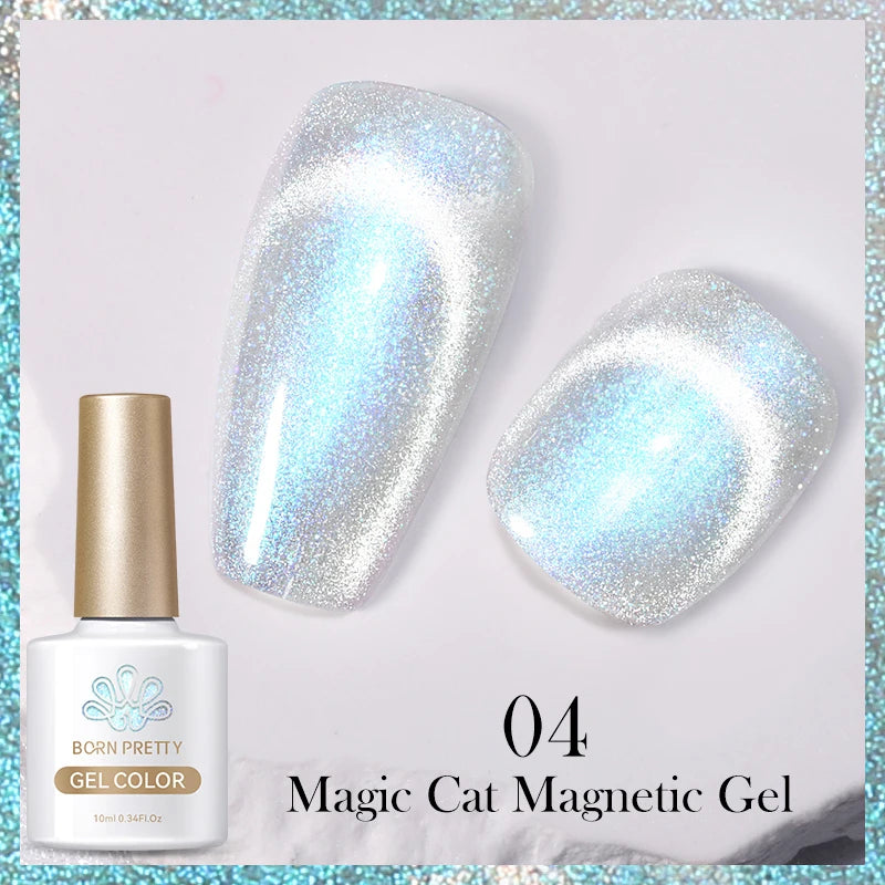 BORN PRETTY 10ml Black Glass Cat Magnetic Gel Nail Polish Punk Style Nail Art Manicure Varnis Semi Permanent Gel