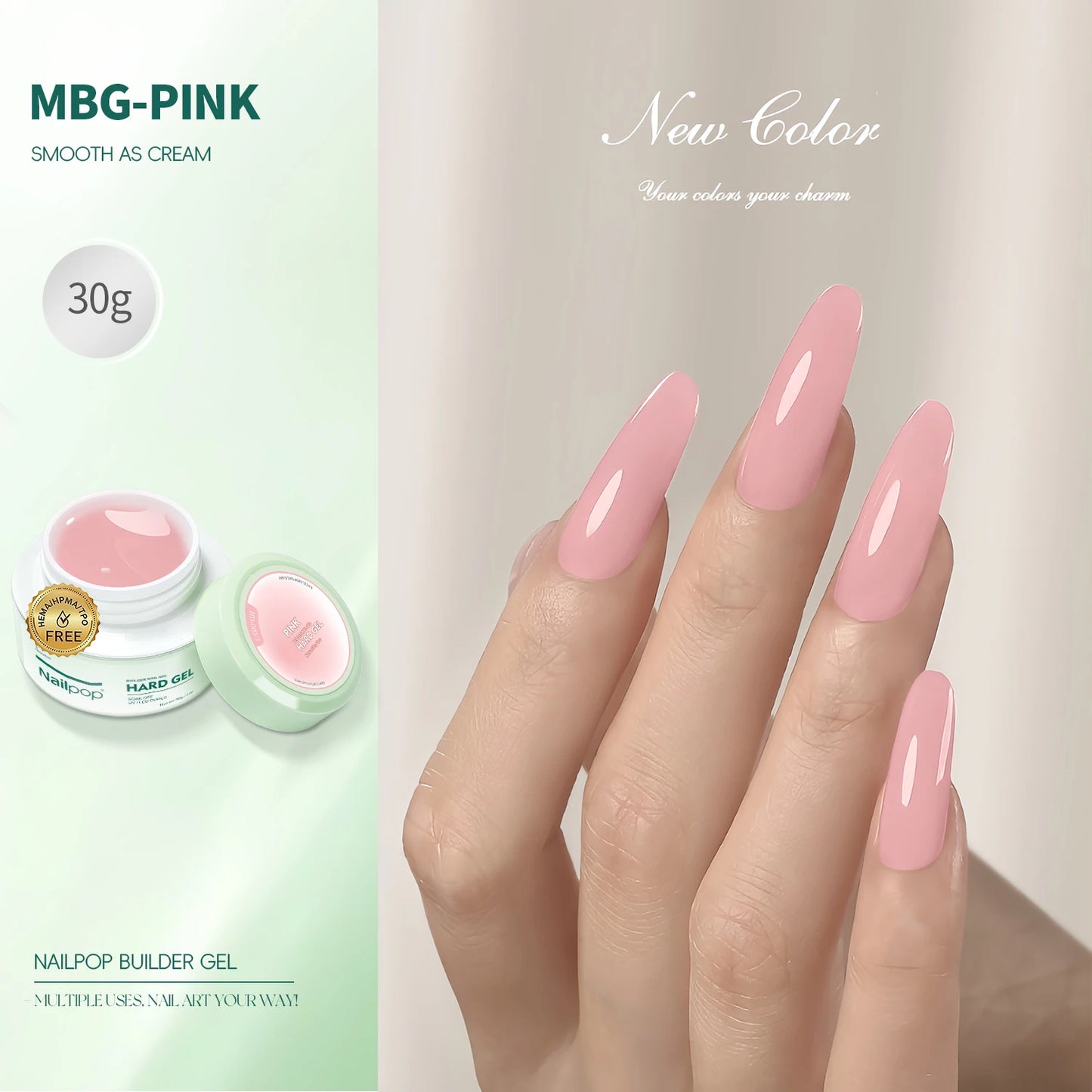 NAILPOP LED/UV Builder Nail Gel 3 Colors Nail Extension Gel Kit Nude Pink Clear Hard Gel Builder Nail Strengthener Manicure Set
