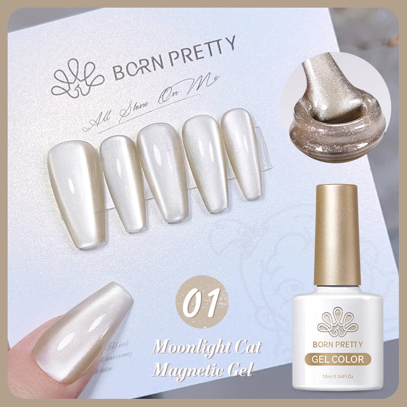 BORN PRETTY 10ml Black Glass Cat Magnetic Gel Nail Polish Punk Style Nail Art Manicure Varnis Semi Permanent Gel