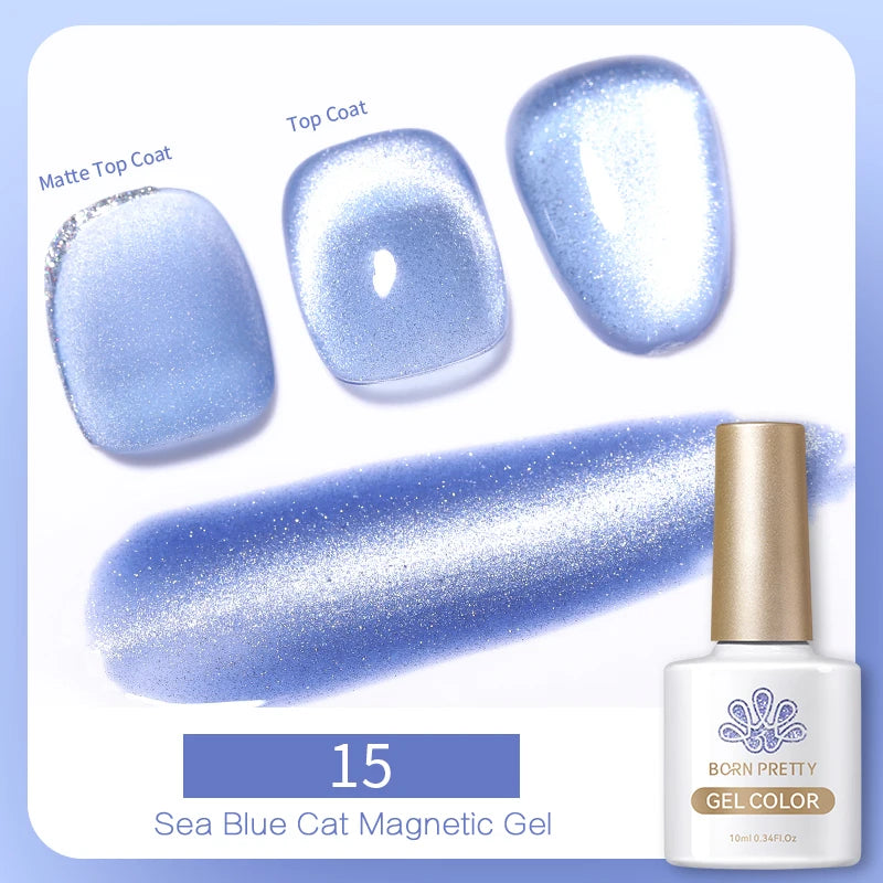 BORN PRETTY 10ml Black Glass Cat Magnetic Gel Nail Polish Punk Style Nail Art Manicure Varnis Semi Permanent Gel