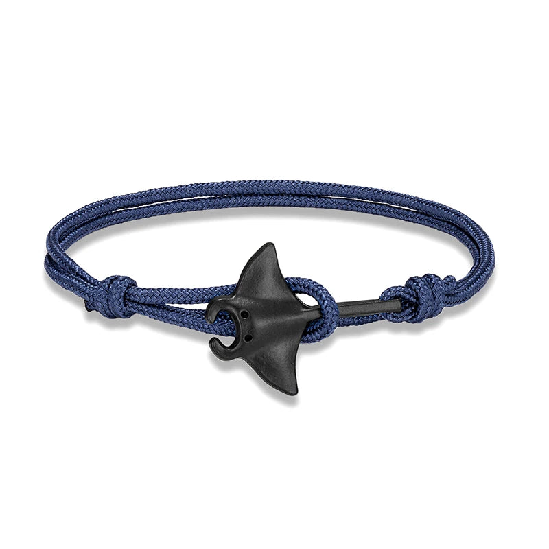 Ocean Animals Cute Manta Ray Bracelet Men Women Adjustable Paracord Rope Couple Bracelets Summer Beach Surfing Party Bangle Gift