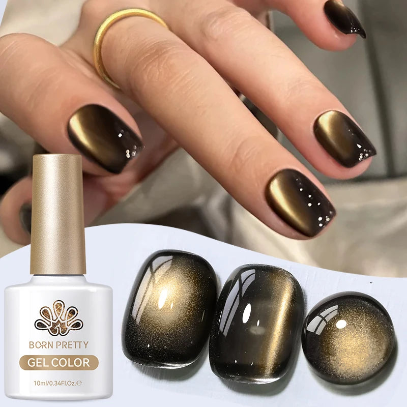BORN PRETTY 10ml Black Glass Cat Magnetic Gel Nail Polish Punk Style Nail Art Manicure Varnis Semi Permanent Gel