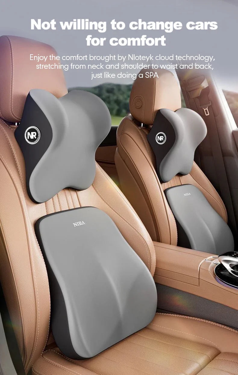2025 Car Memory Foam Headrest Set Car Neck Pillow Car Lumbar Waist Cushion Waist Support Car Seat Pillow Accessories Tools