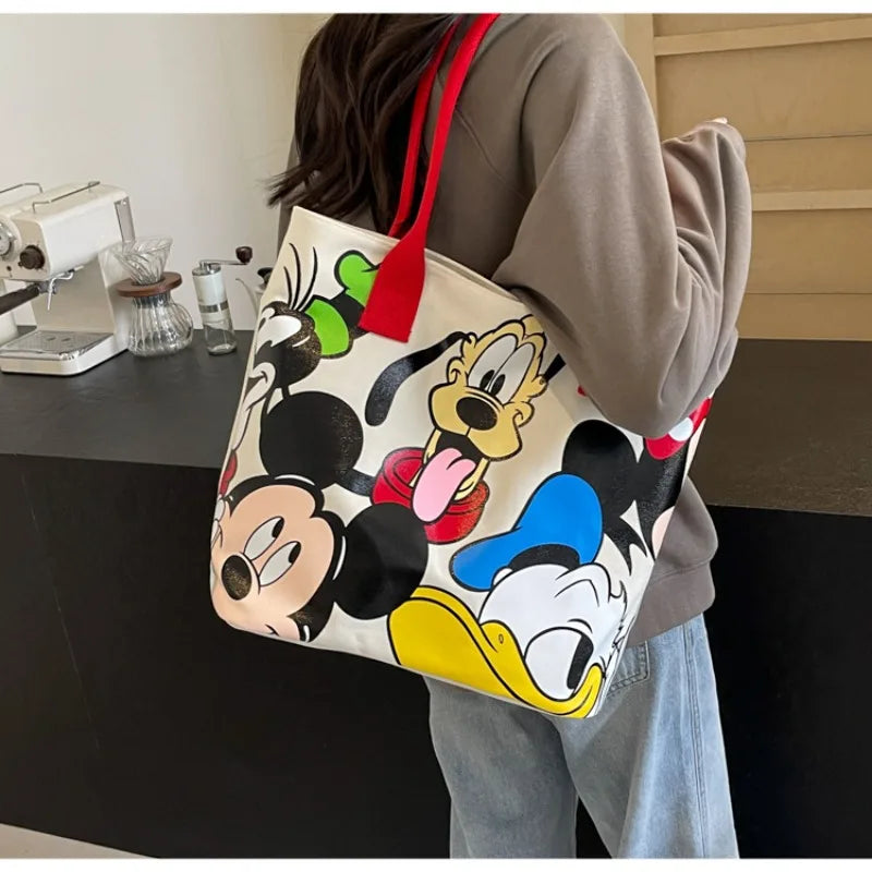 DisneyCartoon Mickey Fashion Versatile LargeCapacity Canvas Shoulder Bag Women's