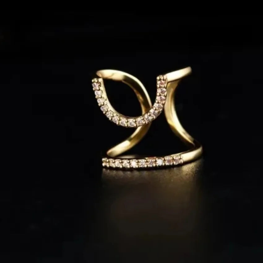 Thin Nail Rings for Women Girl Daily Fingertip Protective Cover Fashion Jewelry Double Ring Adjustable Fashion Gothic Metal Line