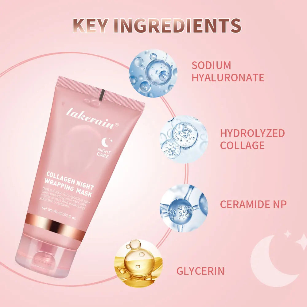 Collagen Night Wrapping Mask Rejuvenation Moisturizing Brightening Korean Face Mask Make Glowy Skin Elasticity Facial Mask