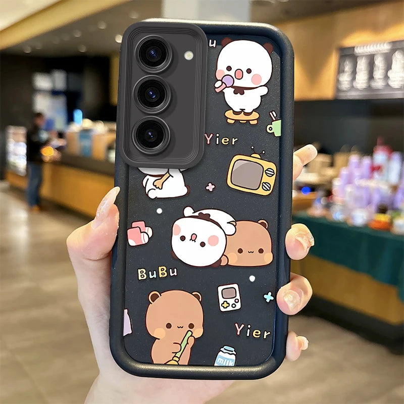 BuBu DuDu Couple Cartoon Phone Case For Samsung Galaxy S25 S24 S23 S21 Ultra Plus S24 S23 S21 S20 FE A73 A55 Soft Silicone Cover