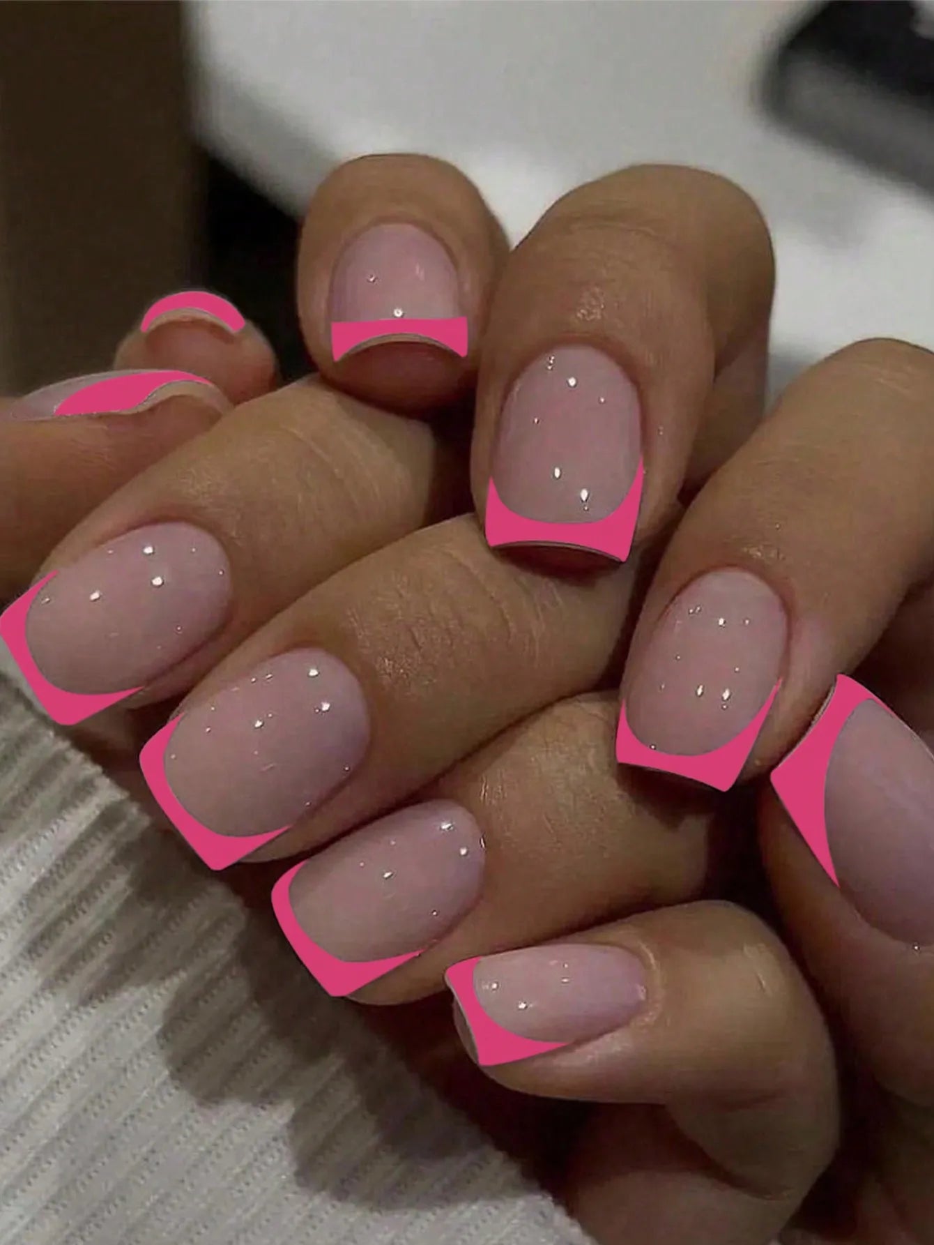ARTAUG 24PCS Press On Nails Short Almond Wine Red High Saturation Fake Press On Nails Korean Press On Nails Valentine'S Day