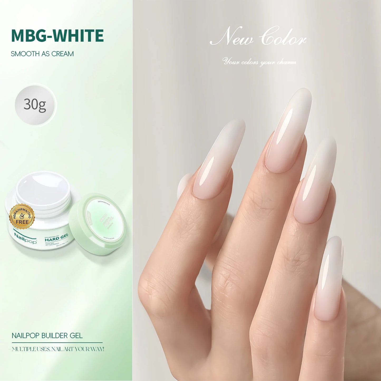 NAILPOP LED/UV Builder Nail Gel 3 Colors Nail Extension Gel Kit Nude Pink Clear Hard Gel Builder Nail Strengthener Manicure Set