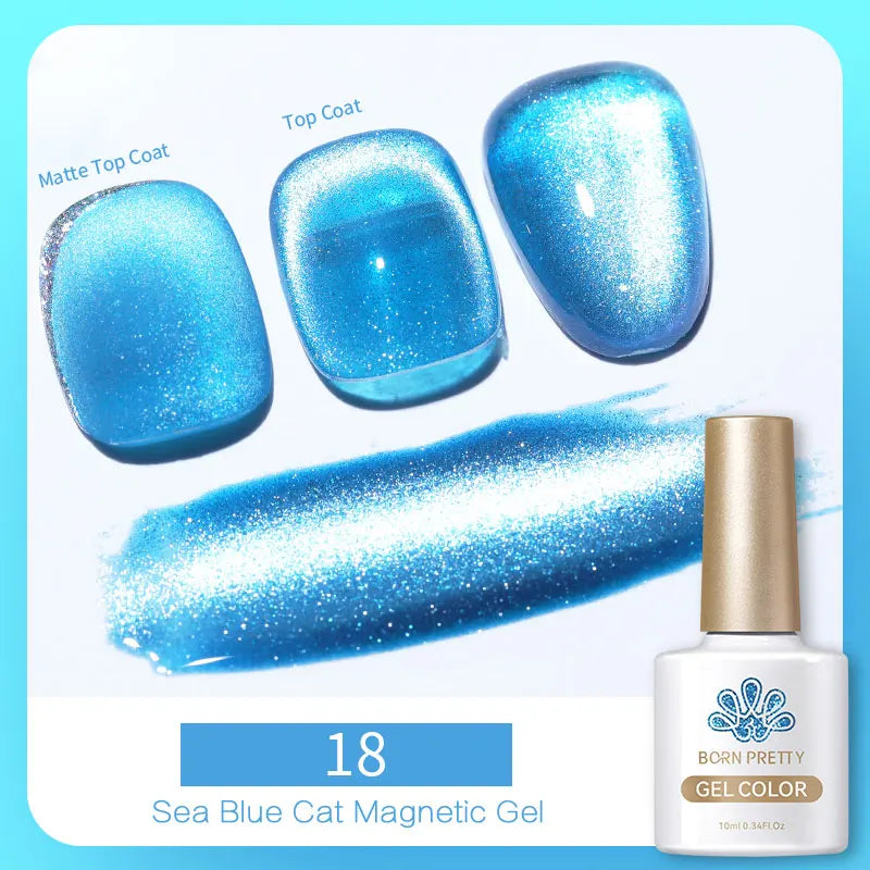 BORN PRETTY 10ml Black Glass Cat Magnetic Gel Nail Polish Punk Style Nail Art Manicure Varnis Semi Permanent Gel