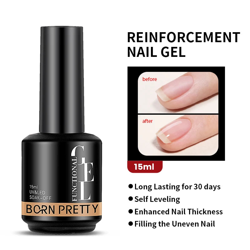 BORN PRETTY 30ml Glitter Acrylic Gel Finger Extension Nail Polish Silver Pink Extension Gel Polish Soak Off Nail Slip Solution