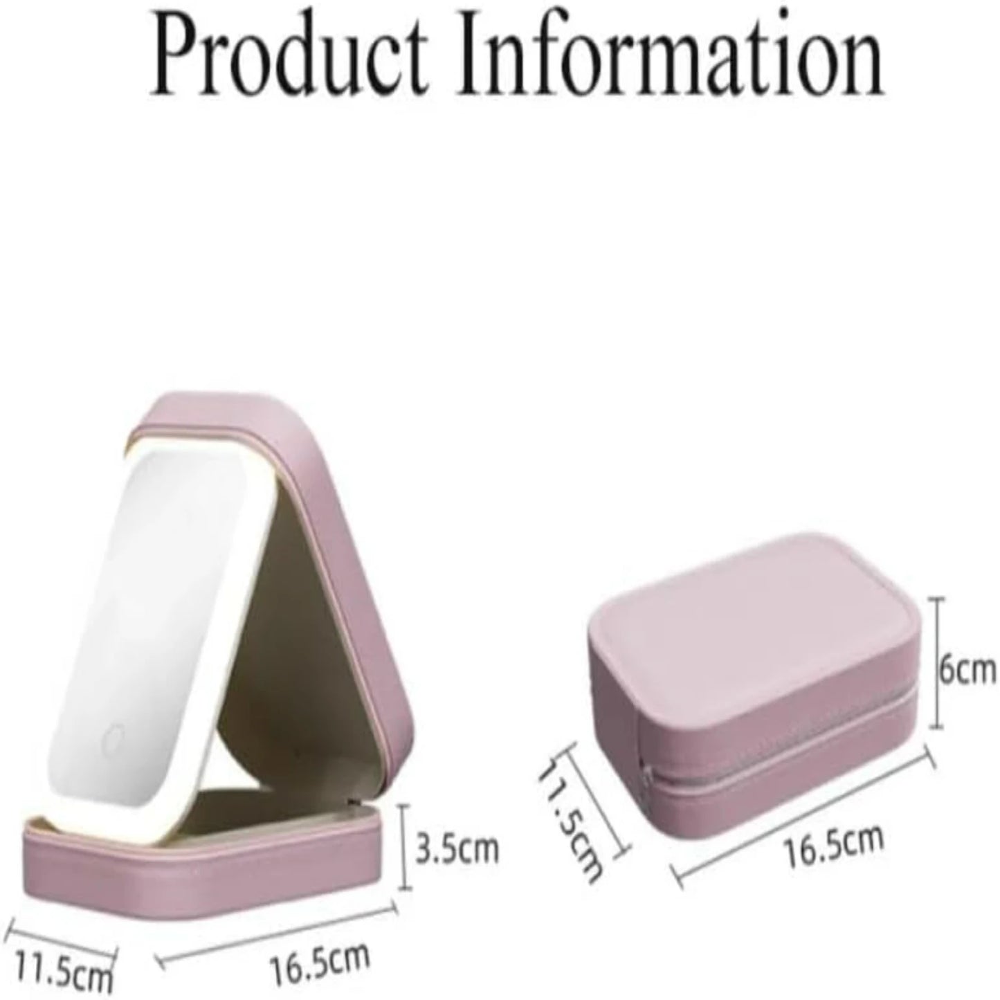 White Portable Travel Makeup Bag with LED Mirror & Rechargeable Lighted Makeup Mirror Adjustable Three-Color LED Make