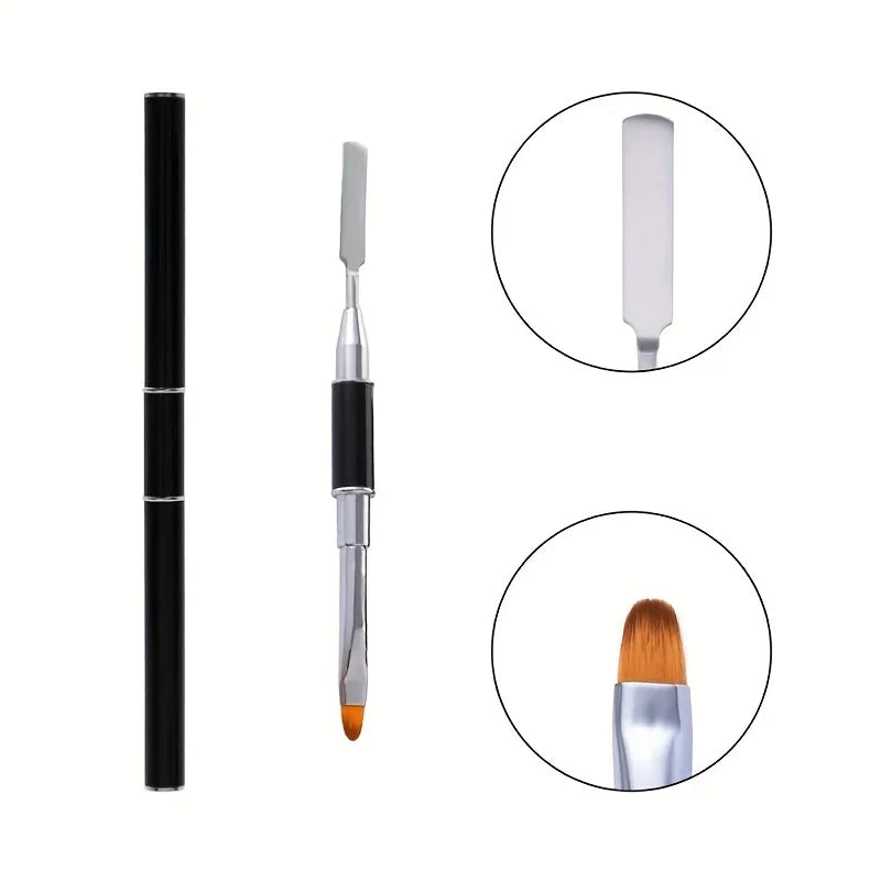New Gel Brush & Picker 2 in 1 Design Nail Brush and Spatula Gel Nail Brush Tool for Acrylic Nails Extension Gel