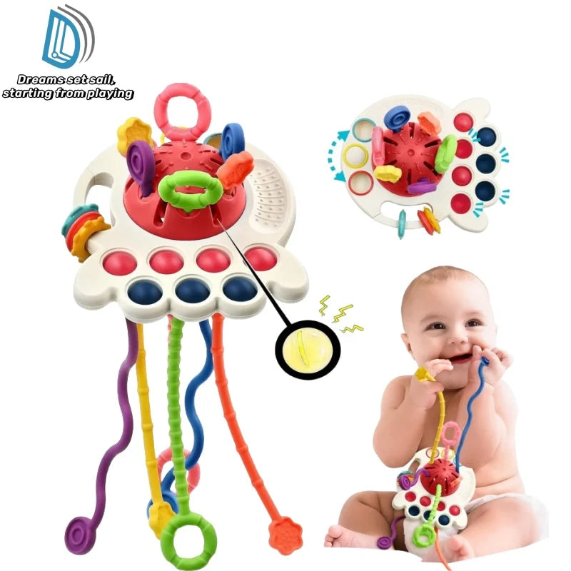 Baby Montessori Toys Pull String Sensory Toys Baby 2 12 Months Silicone Develop Teething Activity Toys for Kids Educational Toys
