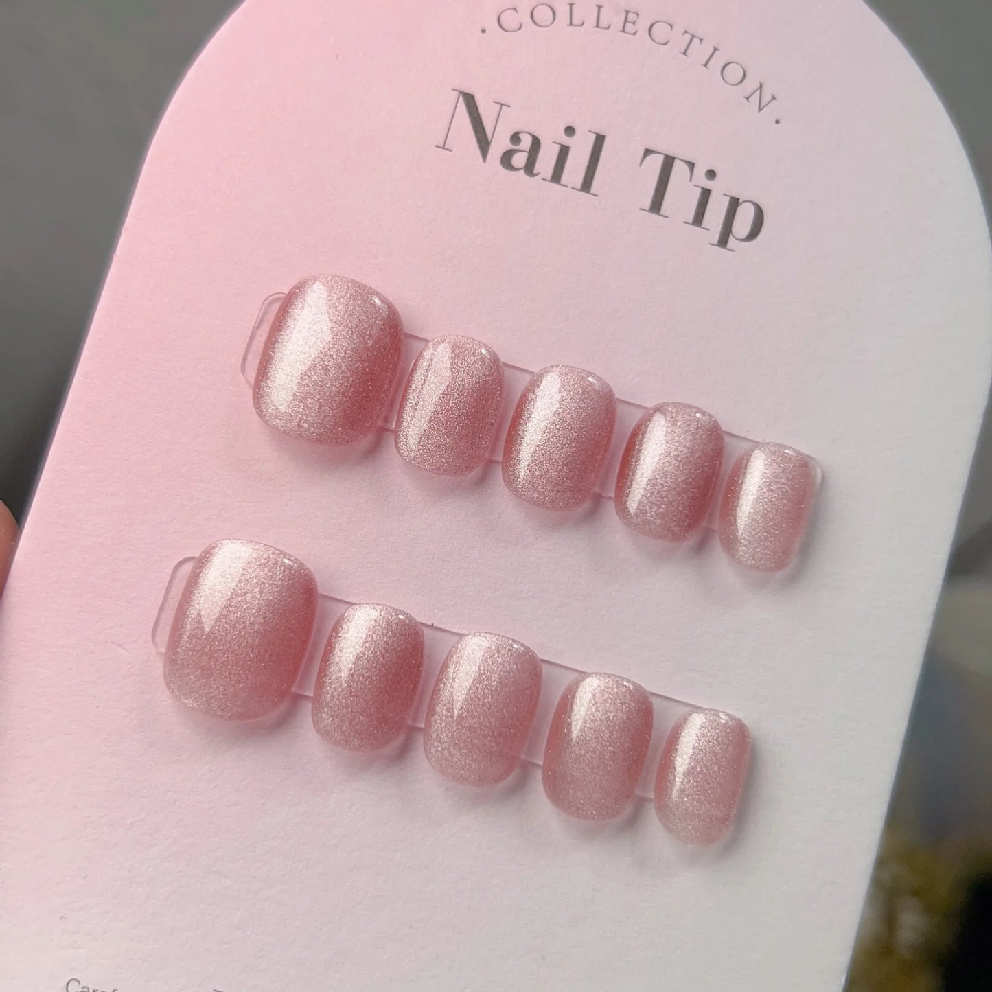 Handmade Cat-eye Press on Nails Short False Nails Full Cover Stick on Nail Tips Artificial Reusable Fake Nails for Women