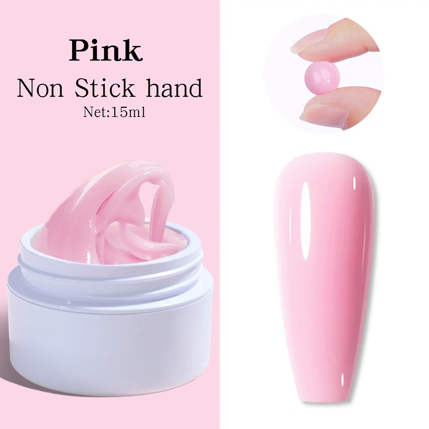 15ML Solid Non Stick Hand Extension Gel Nail Polish -Pink/White/Clear Extension Gel for Mnicure Carving Nail Art Emboss Hard Gel