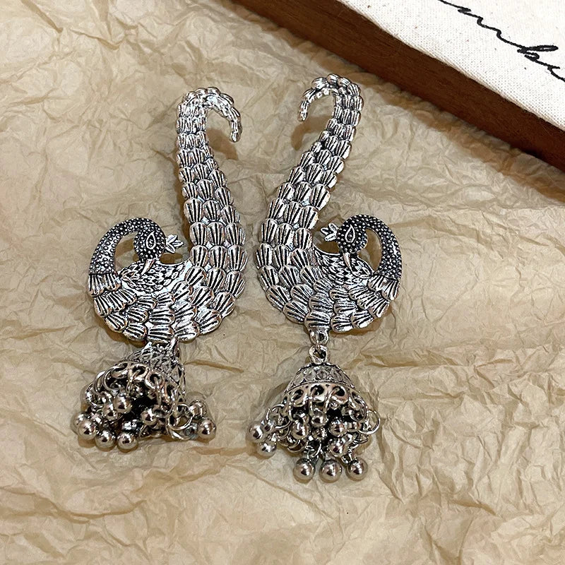 2024 Vintage Pearl Earrings for Women Steel Needle Peacock Drop Oil Round Fringe Drop Earring Party Fashion Jewelry Gifts
