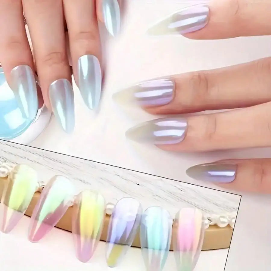6pcs Shimmering Aurora Nail Powder - Multichrome Metallic Mirror Effect, Chameleon Gel Polish - Transforming Holographic