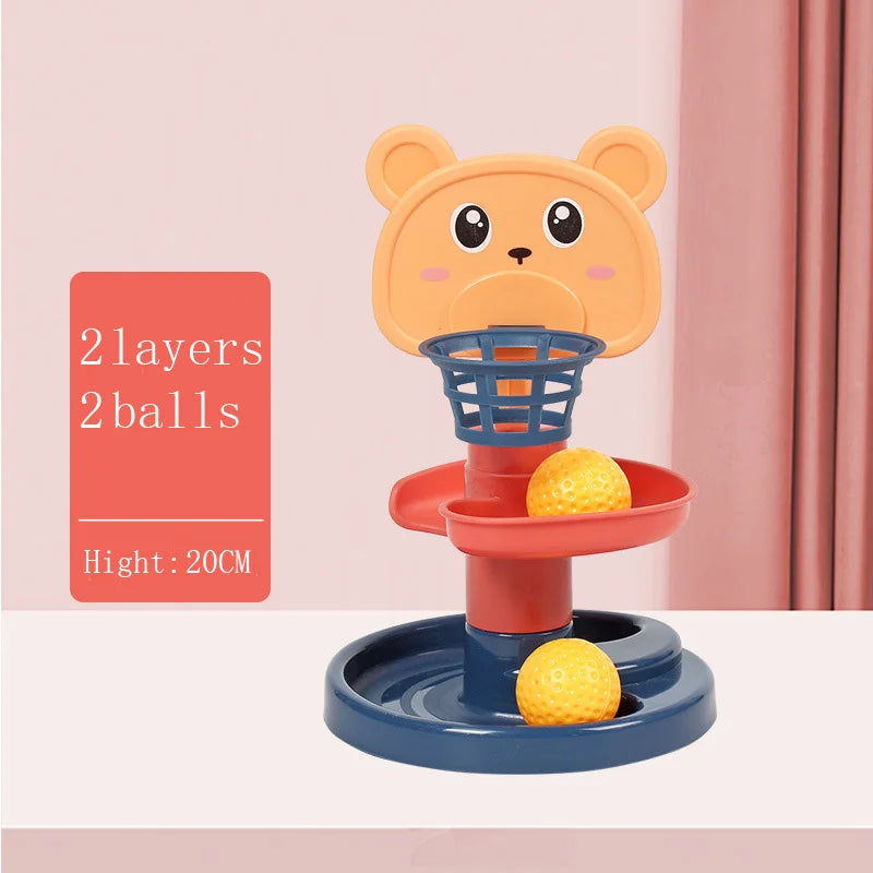 Montessori Rotating Rainbow Tower Baby stacking Puzzle Toys Children Develop Motor Skills Game Spinning Stacking Toys Kids Gift