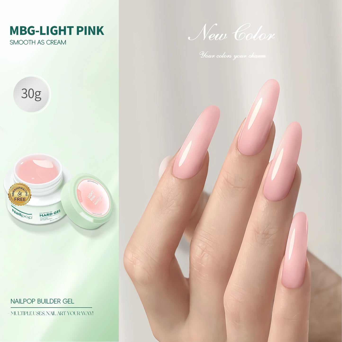 NAILPOP LED/UV Builder Nail Gel 3 Colors Nail Extension Gel Kit Nude Pink Clear Hard Gel Builder Nail Strengthener Manicure Set