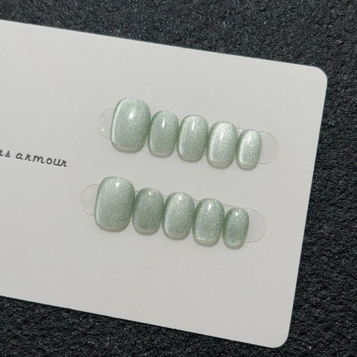 Handmade Cat-eye Press on Nails Short False Nails Full Cover Stick on Nail Tips Artificial Reusable Fake Nails for Women