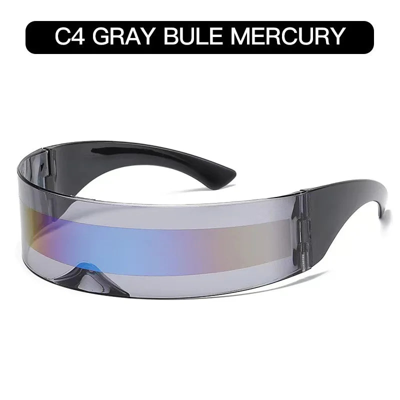 KLASSNUM Women Future Technology Sunglasses Y2K Laser Eyeglasses Anti UV400 One Peice Mirrored Lens Eyewear Glasses Men Glasses
