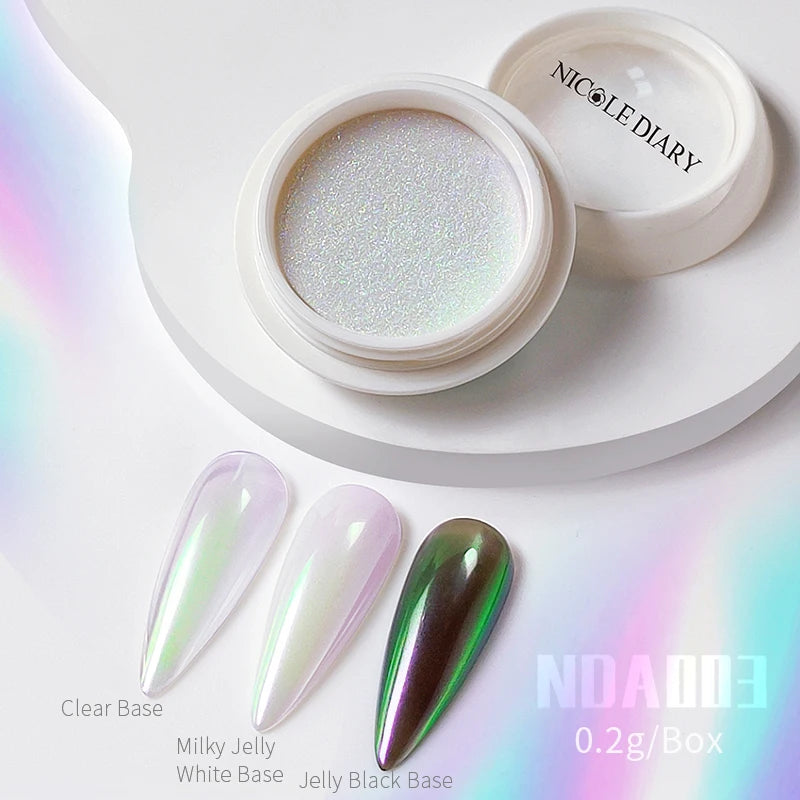 1Box Moonlight Mirror Nail Powder Silver Fine Glitter Metallic Effect Pigment UV Gel Polish Chrome Dust Aurora Nail Decorations