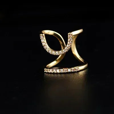 Thin Nail Rings for Women Girl Daily Fingertip Protective Cover Fashion Jewelry Double Ring Adjustable Fashion Gothic Metal Line