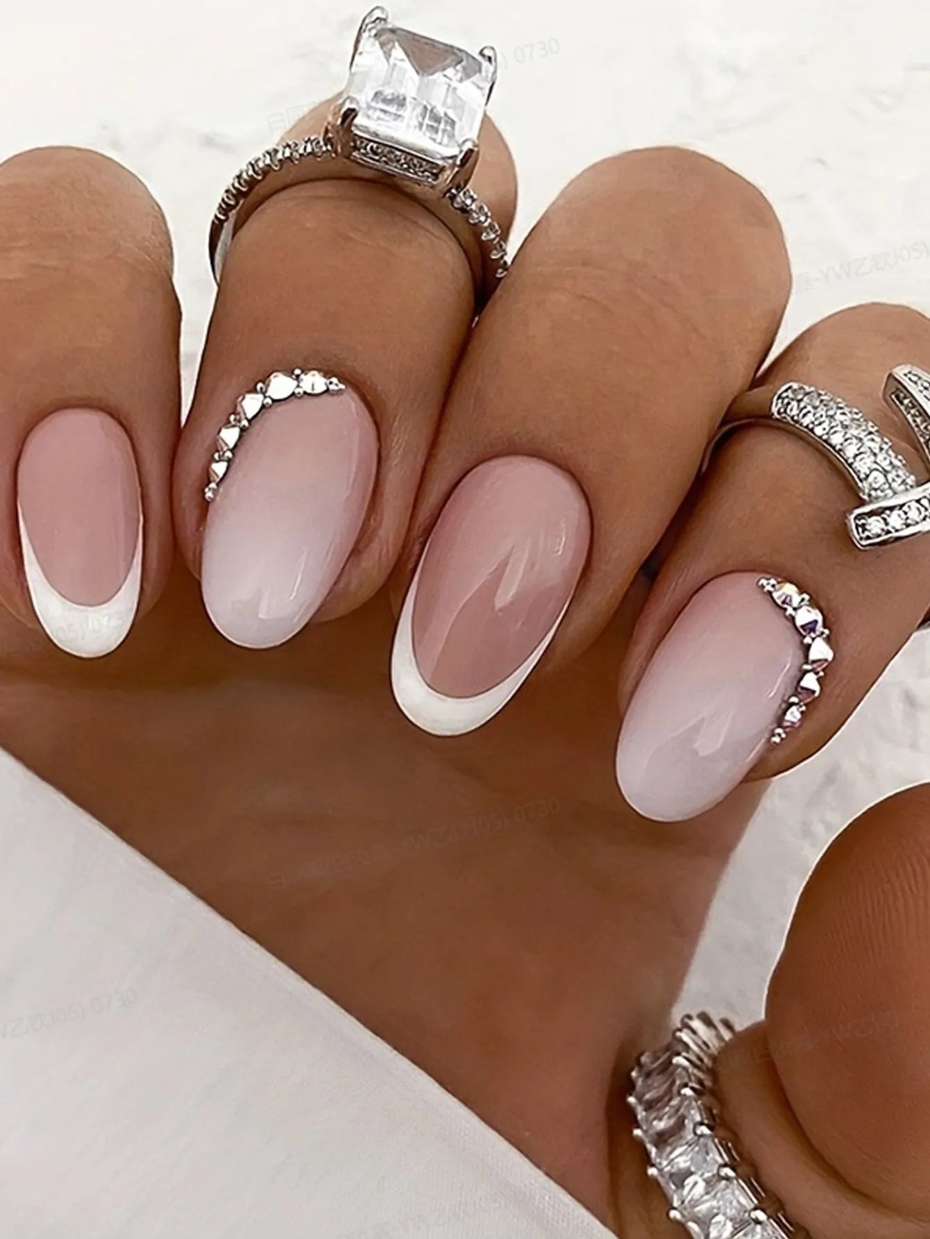 ARTAUG 24pcs Glossy Pink Press On Nails Medium Square Fake Nail Elegantstyle False Nail Full Cover Fake Nail For Stylish Women