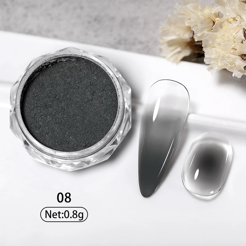 1Box Moonlight Mirror Nail Powder Silver Fine Glitter Metallic Effect Pigment UV Gel Polish Chrome Dust Aurora Nail Decorations