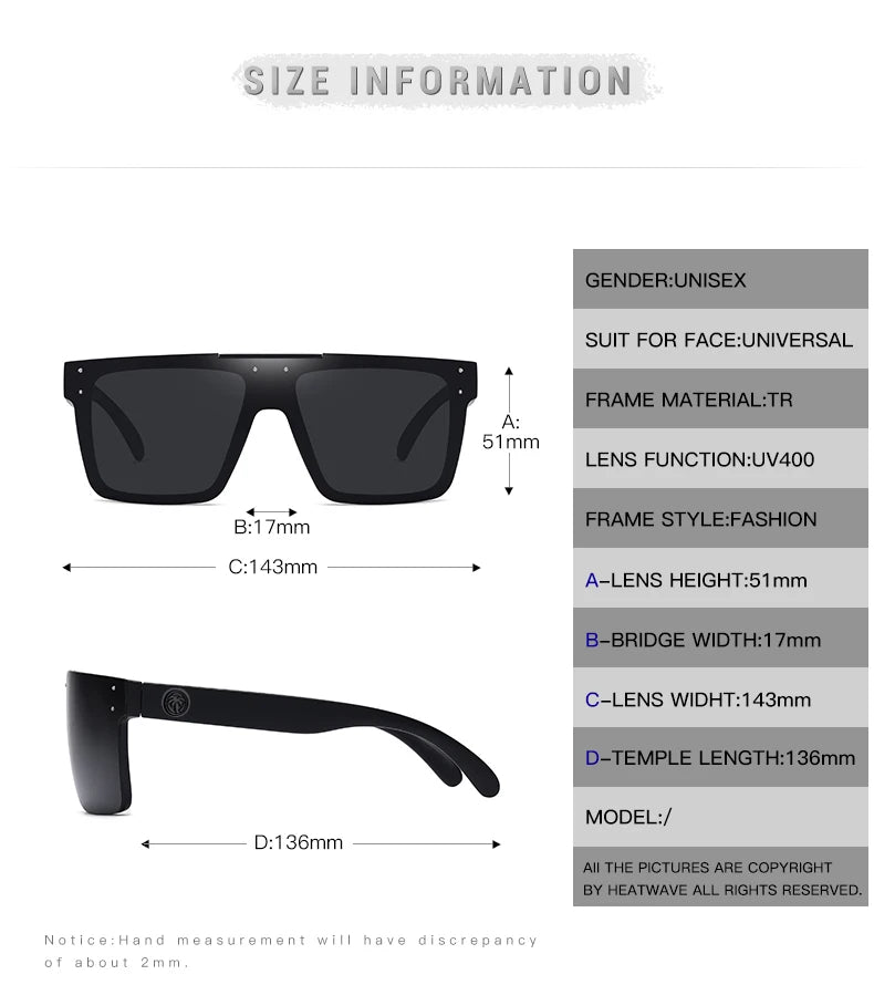 NEW luxury BRAND Mirrored Polarized lens heat wave Sunglasses men sport goggle uv400 protection with case